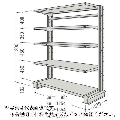 NF スチール製軽中量ボルトレス棚 キャンチラック単式1連 間口1854×奥行570×高さ1800mm 階段数5段 ( CR66S-S5 )