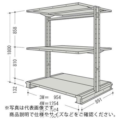 NF スチール製軽中量ボルトレス棚 キャンチラック複式増結1連 間口1554×奥行891×高さ1800mm 階段数3 ( CR65S-W3B ) (メーカー取寄)