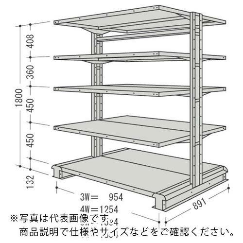 NF スチール製軽中量ボルトレス棚 キャンチラック複式増結1連 間口1854×奥行891×高さ1800mm 階段数5 ( CR66S-W5B ) (メーカー取寄) | 
