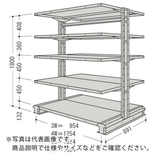 NF スチール製軽中量ボルトレス棚 キャンチラック複式増結1連 間口954×奥行891×高さ1800mm 階段数5段 ( CR63S-W5B ) (メーカー取寄)
