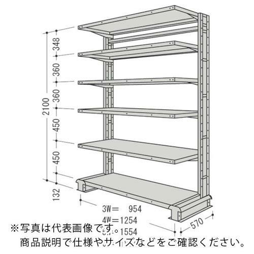 NF スチール製軽中量ボルトレス棚 キャンチラック単式増結1連 間口1854×奥行570×高さ2100mm 階段数6 ( CR76S-S6B ) (メーカー取寄)