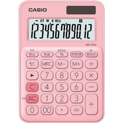 カシオ カシオミニジャスト型カラフル電卓 ペールピンク ( MW-C20C-PK--N ) カシオ計算機(株) | CASIO