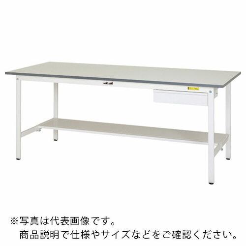ヤマテック 軽量作業台 ワークテーブル150シリーズ 固定式 キャビネット・半面棚板付 W1200×750×H740mm シルキーホワイト色 ( SUP-1275UT-WW ) (メーカー取寄)