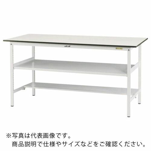 ヤマテック 軽量作業台 ワークテーブル150シリーズ 固定式 中間棚・半面棚板付 W1800×D750×H950mm シルキーホワイト ( SUPH-1875TF-WW ) (メーカー取寄)