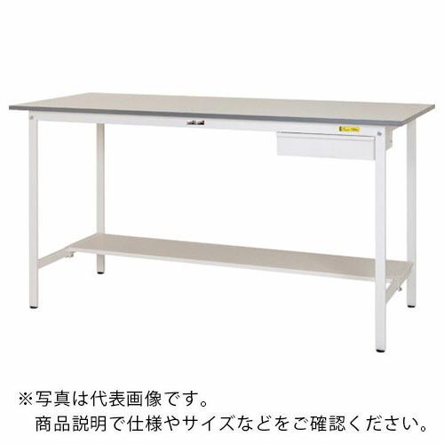 ヤマテック ワークテーブル150シリーズ 固定式 キャビネット・半面棚板付 W 1500×D600×H950mm シルキーホワイト ( SUPH-1560UT-WW ) (メーカー取寄)