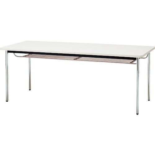 TOKIO ミーティングテーブル 丸脚棚付 1800×600mm ニューグレー ネオグレー ( TDS-1860TM NG )