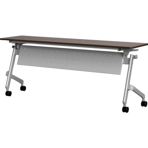 TRUSCO 折りたたみ会議テーブル パネル付 1800X450 天板ダークウッド ( TNA-1845P-DW ) トラスコ中山(株) | 