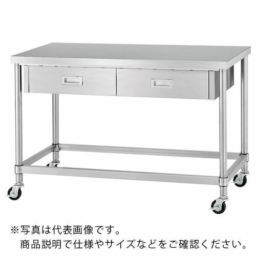 シンコー　ステンレス（ＳＵＳ３０４）作業台片面引出付四方枠キャスター付　φ１００ウレタン車 ９００×４５０×８００ ( WDZNC-9045-U100 ) (メーカー取寄)
