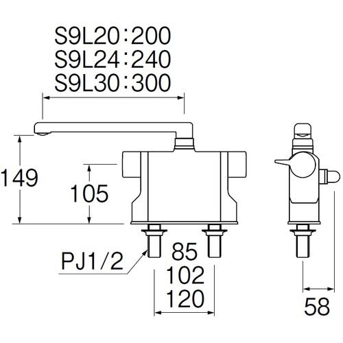 SANEI　サーモデッキシャワー混合栓　SK7810-S9L30　SANEI(株)