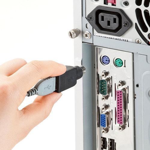 SANWA 有線ブルーLEDマウス(USB-PS/2変換アダプタ付き) ( MA-BL3UPBKN ) |  | 05