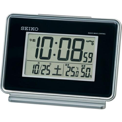 SEIKO 温湿度付き電波時計 黒 90×127×58mm ( SQ767K ) セイコータイムクリエーション(株) | 