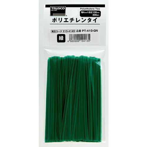 TRUSCO ポリエチレンタイ 幅4mm×長さ100mm 緑 (200本入) ( PT-410-GN ) トラスコ中山(株) |  | 03