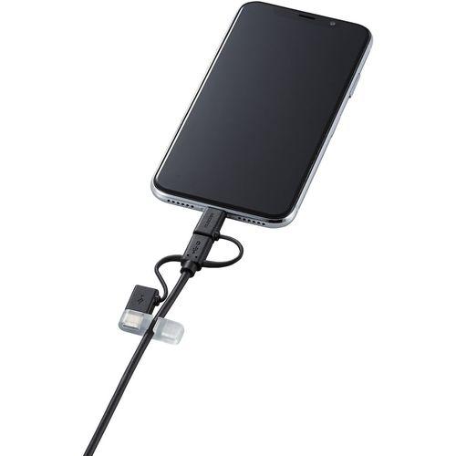 ELECOM スマートフォン用USBケーブル 3in1 microUSB+Type-C+Lightning 0.3m ブラック ( MPA-AMBLCAD03BK ) |  | 05