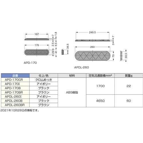 SUGATSUNE (210030006)/プラスチック空気孔  ( APDL-260BR ) スガツネ工業(株) (メーカー取寄) |  | 01