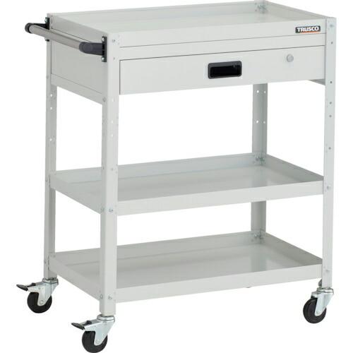 TRUSCO ツールワゴン ラビットワゴン 700X450XH880 3段 1段引出付 ハンドル付 ゴム車輪 ホワイト ( RBW-973VH W ) トラスコ中山(株)