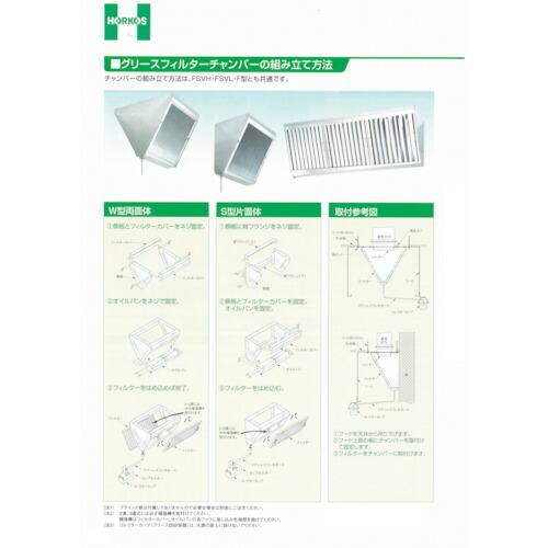 ホーコス　厨房用グリースフィルター　両面３連式　Ｆ型 ( F3-550W )_2