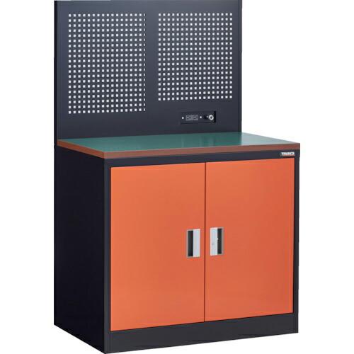 TRUSCO フリッパードアキャビネット 1010X650 天板・パンチングパネル付 黒(扉:オレンジ) ( FPB-302TCPBK ) トラスコ中山(株) | 
