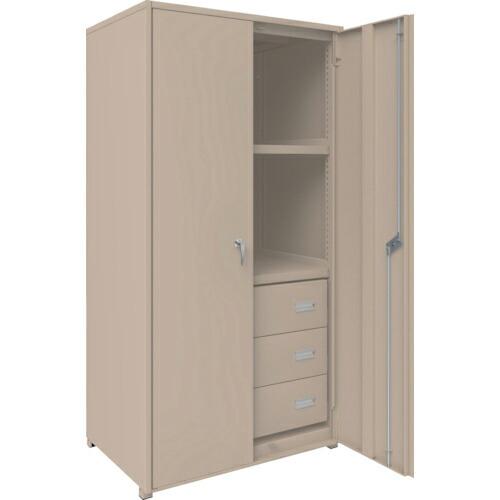 TRUSCO M2型軽中量棚棚 背板・側板・扉付 W860XD600 HM型浅型引出し3段付 ( M2-6364-HM63-SGD ) トラスコ中山(株) | 