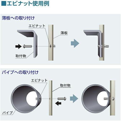 エビ ブラインドナット"エビナット"(薄頭・スチール製) エコパック 板厚2.0 M4X0.7(35個入) ( NSK4MP ) (株)ロブテックス |  | 07