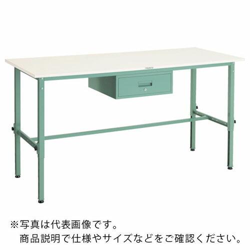 TRUSCO ( トラスコ中山 )　軽荷重作業台高さ調節式（１５０ｋｇ）ＡＥＭ型　１８００Ｘ６００ＸＨ６５０〜９５０　１段引出付　グリーン色 ( AEM-1860F1 )
