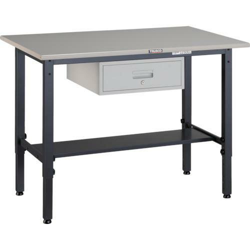 TRUSCO AWMS型高さ調節作業台 1200X750XH700-910 1段引出付 ダークグレー色 ( AWMS-1275F1 ) トラスコ中山(株)