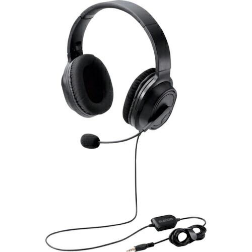ELECOM オーバーヘッドタイプヘッドセット 両耳 4極 変換ケーブル付 40mmドライバ ブラック ( HS-HP30TBK ) | 
