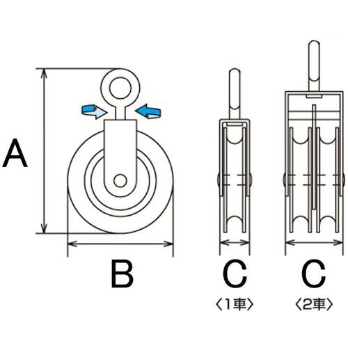 水本 滑車 ナイロンプーリー アイタイプ 使用ロープ径Φ~9mm 車数1 ( B-1339 ) (株)水本機械製作所 |  | 02