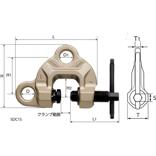 【SALE価格】スーパー スクリューカムクランプ(ダブル・アイ型)ツイストカム式 基本使用荷重1t ( SDC1S ) |  | 01