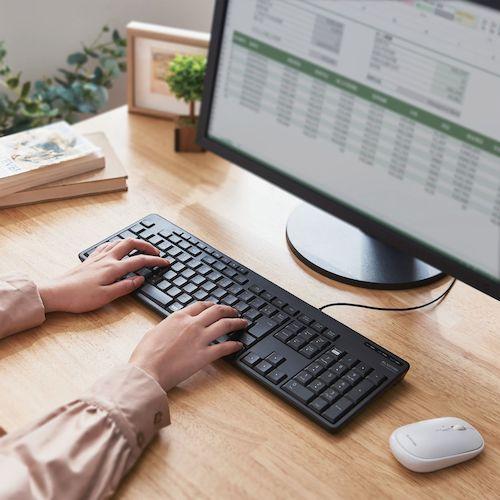 エレコム フルキーボード 有線 静音設計 抗菌 ブラック  ( TK-FCM114SKBK ) |  | 02