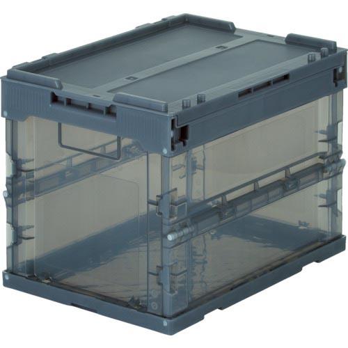 TRUSCO オリコン α折りたたみコンテナ スケルコン 20L(蓋付) 透明ブラック 黒 ( TR-SC20 BK ) トラスコ中山(株) | 