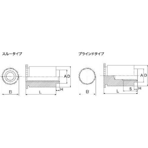 ボーセイ セルフクリンチング段付きスペーサー(ブラインドタイプ/ステンレス) M3 (1000個入) ( TBDFS-M3-6-D3.8-0.7 ) (メーカー取寄)