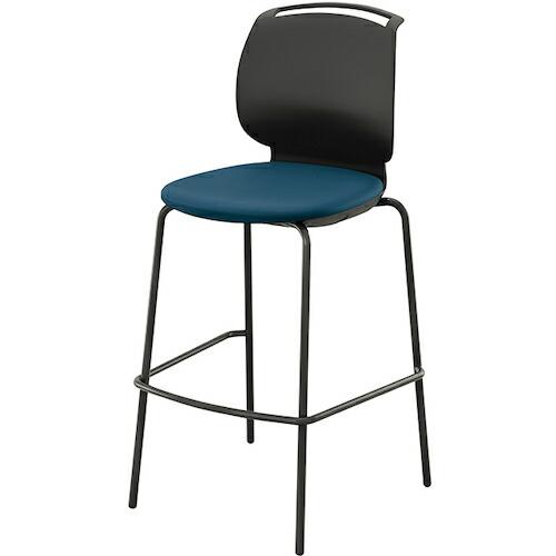 NAIKI ミーティングチェアー "ルント" カウンターチェア 肘なし フレーム色ブラック 背ヌード ビニールレザー 色 ネイビー ( E486-B1-NV ) | 