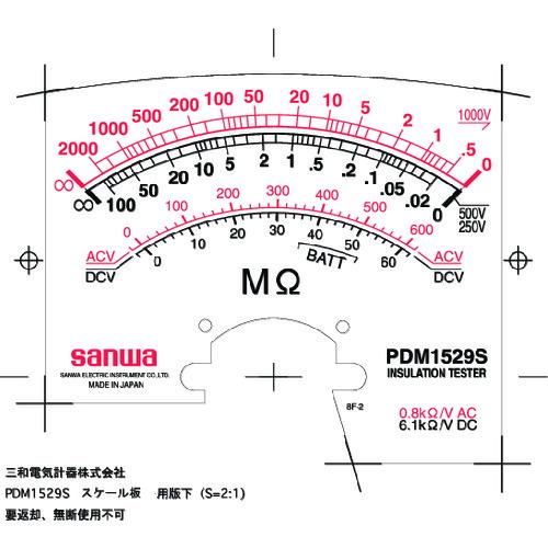 アナログ絶縁抵抗計 1000V/500V/250V ( PDM1529S ) 【直流】 三和電気計器(株)