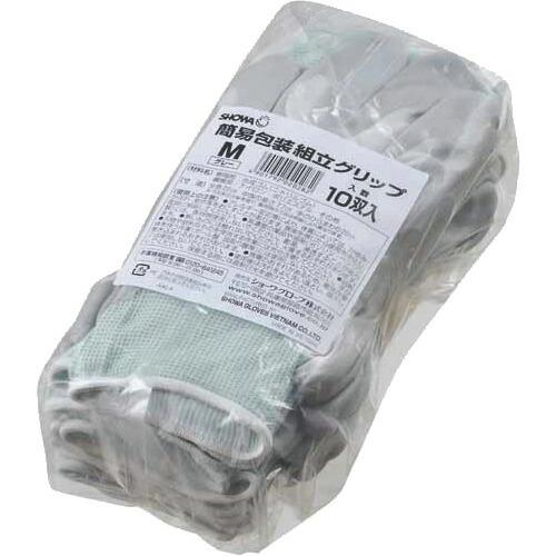 SHOWA ニトリルゴム背抜き手袋 まとめ買い 簡易包装組立グリップ10双入 グレー Sサイズ ( NO370-S10P ) |  | 06