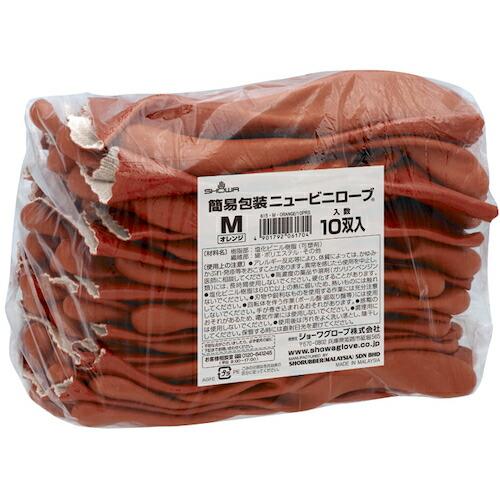 SHOWA 塩化ビニール手袋 まとめ買い 簡易包装ニュービニローブ(10双入) オレンジ Mサイズ ( NO610-M10P ) |  | 08