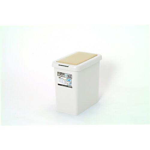 SANKO pla 0 フタ付きゴミ箱 スリムプッシュ 20L LBE Lベージュ 232×368×370    ( 32072 ) (16個セット) | 