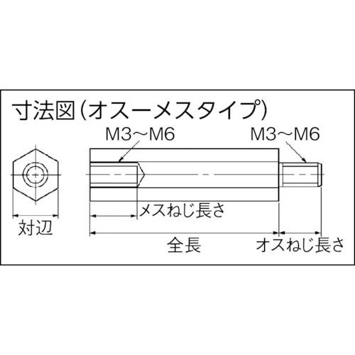 テイシン 絶縁POMスペーサー SJB-M3 オス-メス 100個 ネジ径M3 全長30 ( SJB-330 ) テイシン電機(株