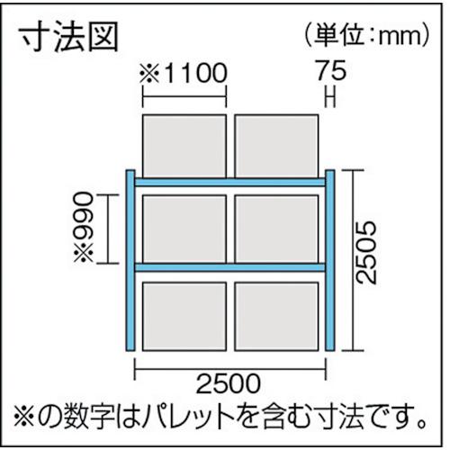 TRUSCO ( トラスコ中山 )　重量パレットラック１トン２５００×９００×Ｈ２５００　２段　単体 ( 1D-25B25-09-2 )_3