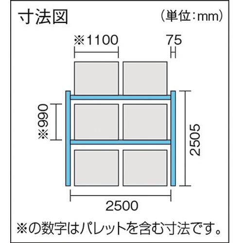 TRUSCO ( トラスコ中山 )　重量パレットラック２トン２５００×１１００×Ｈ２５００　２段　連結 ( 2D-25B25-11-2B )_3
