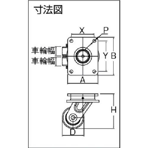 シシク　低床重荷重用双輪キャスター　自在　80径　LSD-GSPO-80K　シシクSISIKUアドクライス(株)