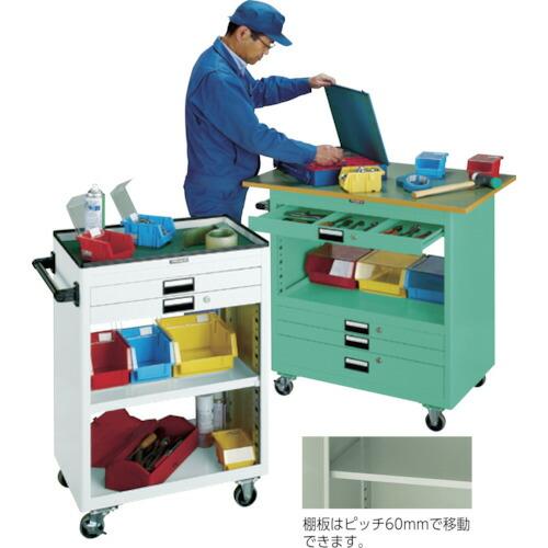 TRUSCO ( トラスコ中山 )　スチール製ワゴン（溶接一体構造）　ツールワゴン　６００×４００×Ｈ８８０　浅１深２引出　天板付　ホワイト ( NTS-612T-W )_1