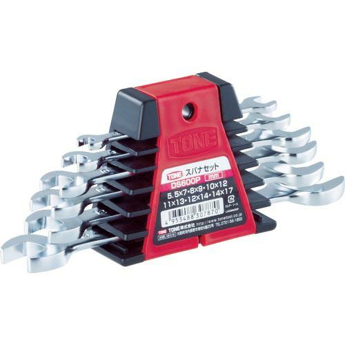 TONE 両口スパナセット 6本組 メッキ処理 370g ( DS600P ) TONE(株) | 