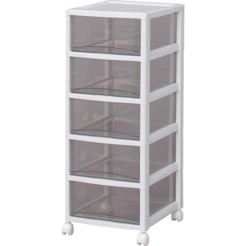 IRIS 221249 スーパークリアチェスト ホワイト/クリアブラウン 5段タイプ ( SCE-050-BR ) アイリスオーヤマ(株) | 