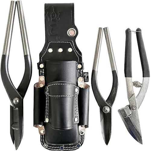 【奇跡のデッドストック】元・国鉄/JR改札鋏 桐箱入り 未使用新品（2番型） ベストツール 極匠 黒染め牛床革 板金鋏（2段）＋つかみ箸差し ( GK