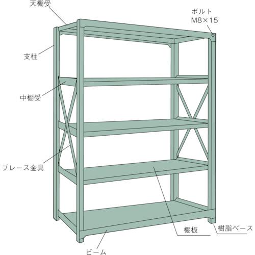 TRUSCO ( トラスコ中山 ) Ｒ３型中量棚 １８００Ｘ９００ＸＨ１８００ ４段 単体 ( R3-6694 (W1800XD900XH1800 4ダン) )の画像