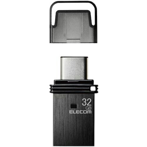 ELECOM USBメモリ USB3.2(Gen1) Type-C キャップ式 32GB ブラック ( MF-CAU32032GBK ) | 