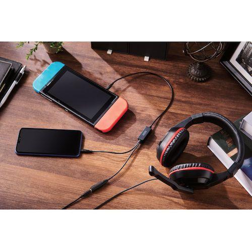 ELECOM ゲーム向けヘッドセット 4極 両耳オーバーヘッド アナログミキサー付 ブラック ( HS-GM04MSTBK ) |  | 04