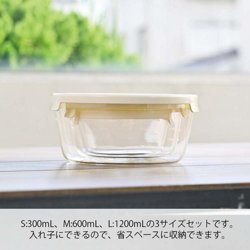 HARIO 耐熱ガラス製保存容器丸3個セット ( MST-3018-OW ) |  | 06