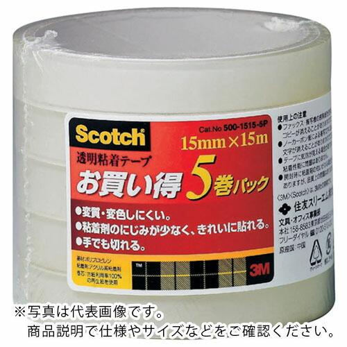 3M 透明粘着テープ500 15mmX15m 5巻パック ( 500-1515-5P ) (60Pkセット)