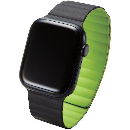 エレコム Apple Watch 49/45/44/42mm用バンド マグネット シリコン ブラック×グリーン ( AW-45BDMAGBK2 )｜orangetool｜03